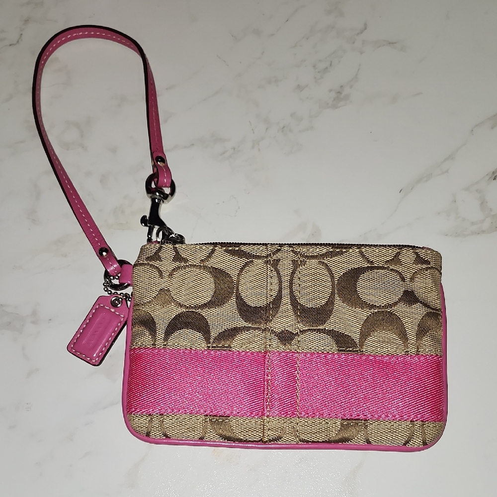 Coach Signature Stripe Wristlet